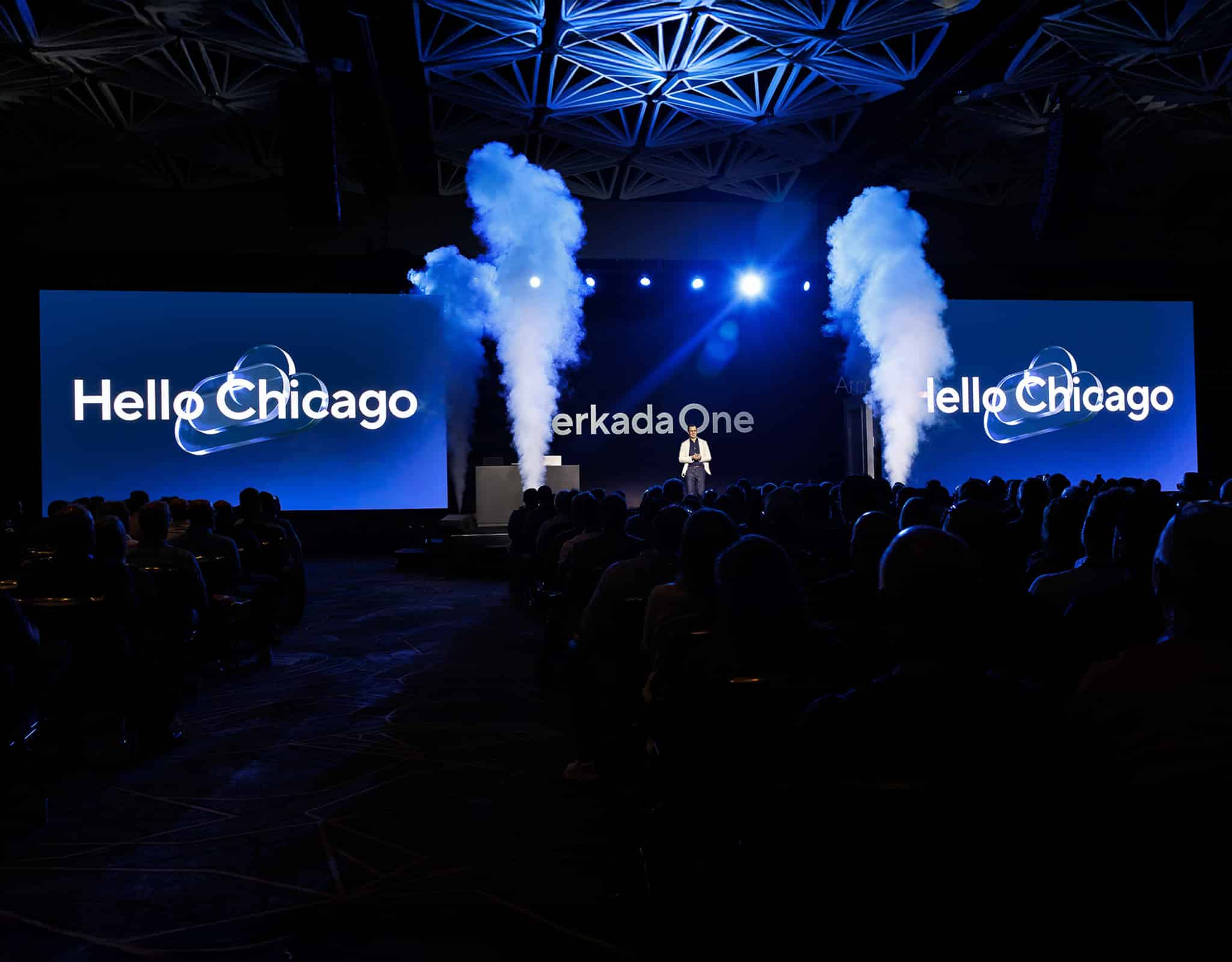 Chicago corporate event photography capturing main stage keynote at business conference.