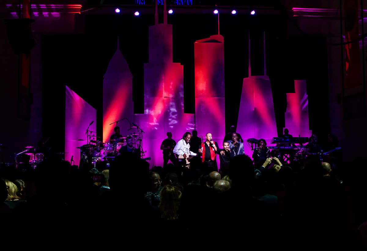 Earth, Wind & Fire perform at a corporate event the Field Museum In Chicago
