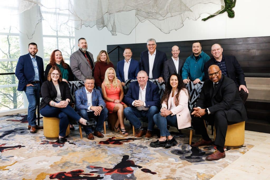 Corporate leadership team in a real workplace setting
